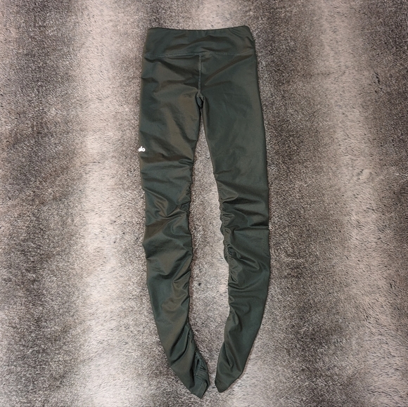 ALO Yoga Idol Ruched Over Heel Leggings Green Women's Small - Picture 5 of 9